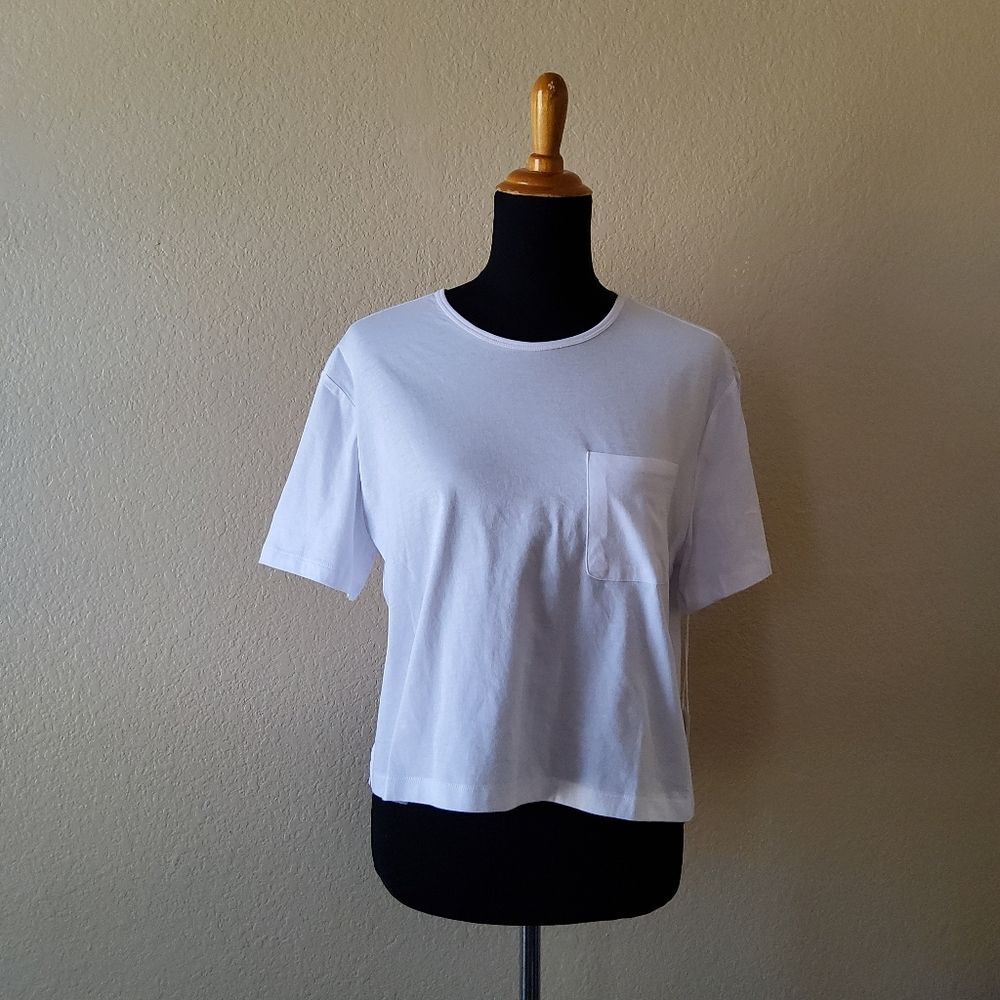 Johnny Was Calme Jersey Knit Crop Tee Top Size S White New